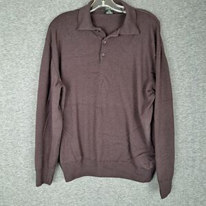 GIORGIOLINI Italy Made‎ Size XXL Mens 100% Wool Red Collared Long Sleeve Sweater
